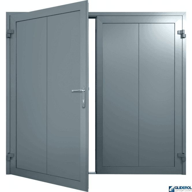 Gliderol SIGNAL-GREY (RAL7004) Insulated Vertical Wide Rib Side Hinged Garage Door
