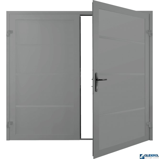 Gliderol SIGNAL GREY (RAL7004) Premium Horizontal Wide Rib (non-insulated) Side Hinged Garage Door