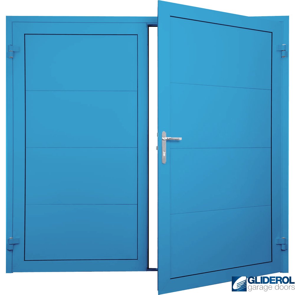 Gliderol SKY BLUE (RAL5015) Premium Horizontal Wide Rib Side Hinged ...