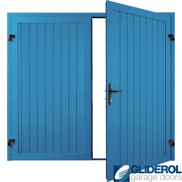 SKY BLUE (RAL5015) Premium Vertical Standard Rib (non-insulated) Side Hinged Garage Door