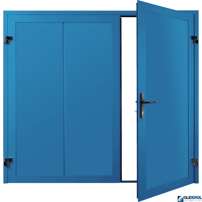 Gliderol SKY BLUE (RAL5015) Premium Vertical Wide Rib (non-insulated) Side Hinged Garage Door