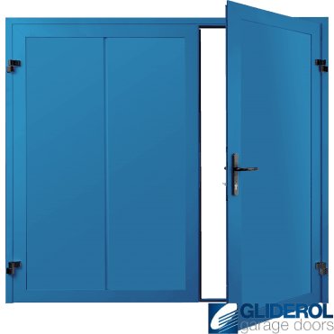 SKY BLUE (RAL5015) Premium Vertical Wide Rib (non-insulated) Side Hinged Garage Door