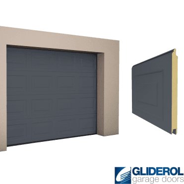 SLATE GREY (RAL7015) Georgian woodgrain Sectional Garage Door