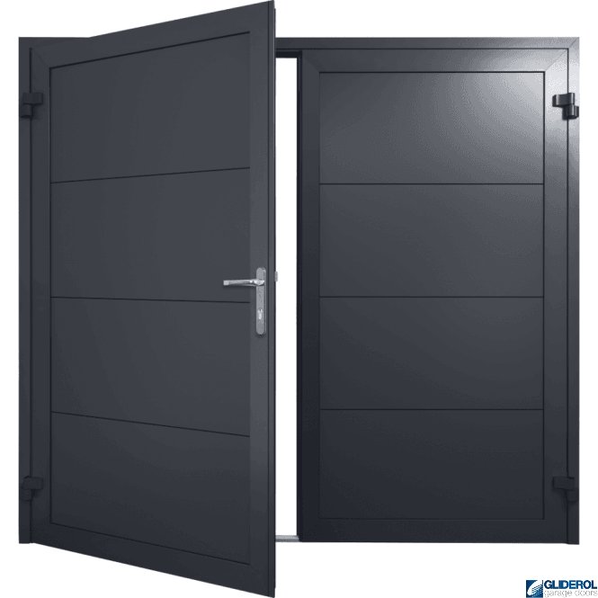 Gliderol SLATE-GREY (RAL7015) Insulated Horizontal Wide Rib Side Hinged Garage Door