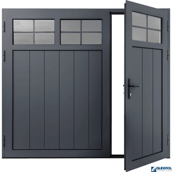 Gliderol SLATE-GREY (RAL7015) Insulated Traditional Vertical Medium Rib Side Hinged Garage Door (1/3)