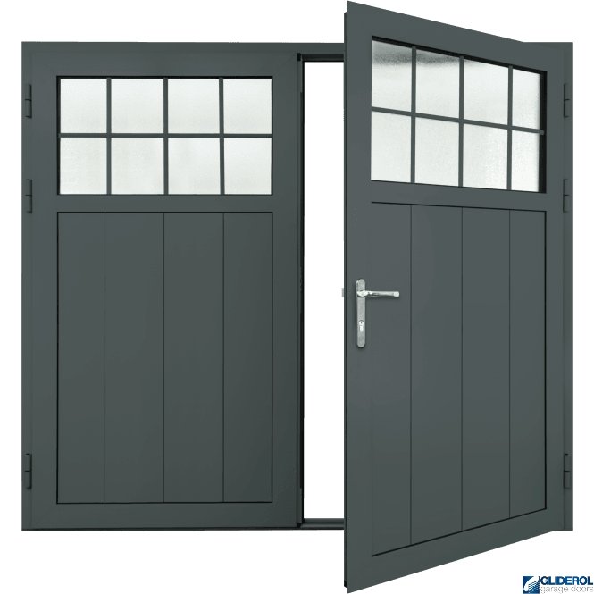 Gliderol SLATE-GREY (RAL7015) Insulated Traditional Vertical Medium Rib Side Hinged Garage Door