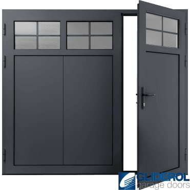 SLATE-GREY (RAL7015) Insulated Traditional Vertical Wide Rib Side Hinged Garage Door (1/3)