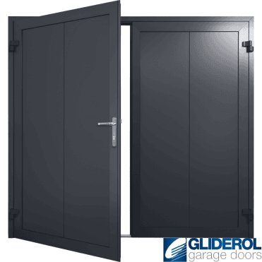 SLATE-GREY (RAL7015) Insulated Vertical Wide Rib Side Hinged Garage Door