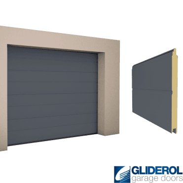 SLATE GREY (RAL7015) M-Rib woodgrain Sectional Garage Door