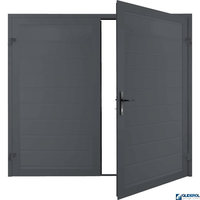 Gliderol SLATE GREY (RAL7015) Premium Horizontal Medium Rib (non-insulated) Side Hinged Garage Door