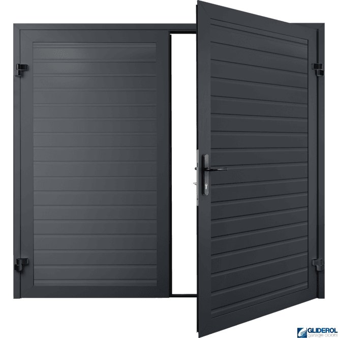 Gliderol SLATE GREY (RAL7015) Premium Horizontal Standard Rib (non-insulated) Side Hinged Garage Door