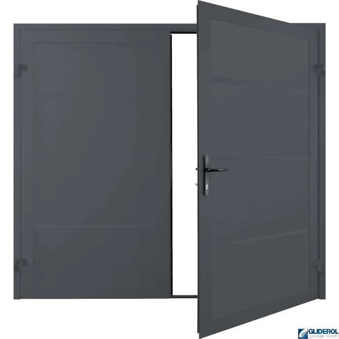 Gliderol SLATE GREY (RAL7015) Premium Horizontal Wide Rib (non-insulated) Side Hinged Garage Door