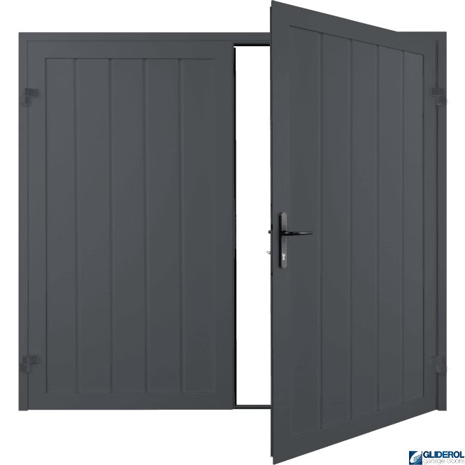 Gliderol SLATE GREY (RAL7015) Premium Vertical Medium Rib (non-insulated) Side Hinged Garage Door
