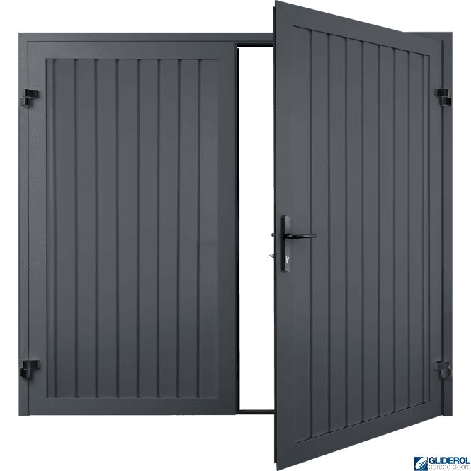 Gliderol SLATE GREY (RAL7015) Premium Vertical Standard Rib (non-insulated) Side Hinged Garage Door