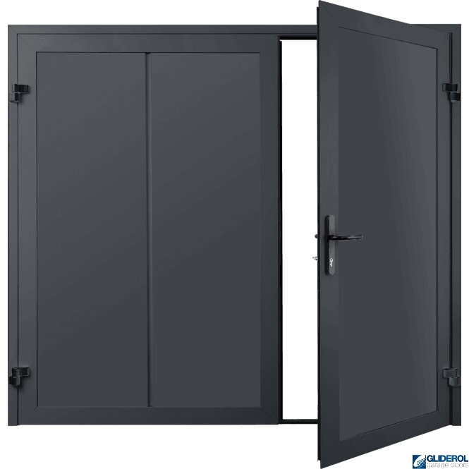 Gliderol SLATE GREY (RAL7015) Premium Vertical Wide Rib (non-insulated) Side Hinged Garage Door
