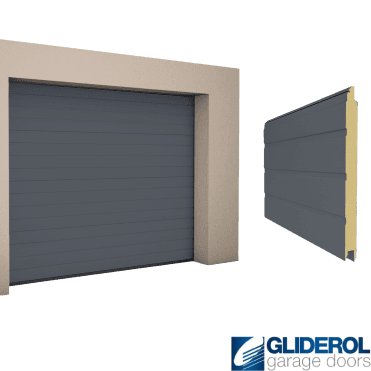 SLATE GREY (RAL7015) S-Rib woodgrain Sectional Garage Door