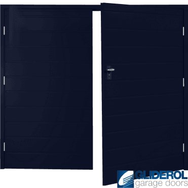 STEEL BLUE (RAL5011) Budget Horizontal Medium Rib Side Hinged Garage Door