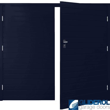 STEEL BLUE (RAL5011) Budget Horizontal Standard Rib Side Hinged Garage Door