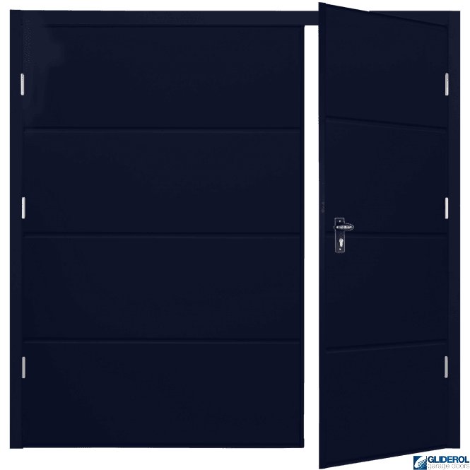 Gliderol STEEL BLUE (RAL5011) Budget Horizontal Wide Rib Side Hinged Garage Door