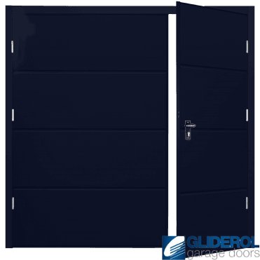STEEL BLUE (RAL5011) Budget Horizontal Wide Rib Side Hinged Garage Door