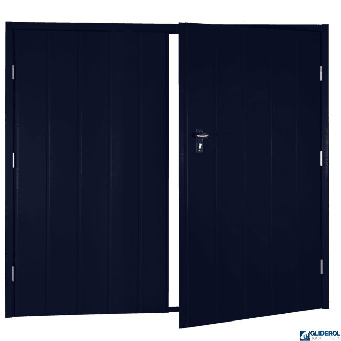 Gliderol STEEL BLUE (RAL5011) Budget Vertical Medium Rib Side Hinged Garage Door