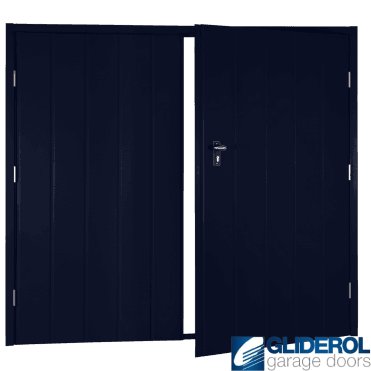 STEEL BLUE (RAL5011) Budget Vertical Medium Rib Side Hinged Garage Door