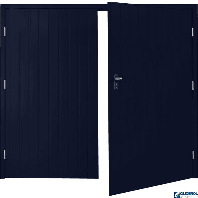 Gliderol STEEL BLUE (RAL5011) Budget Vertical Standard Rib Side Hinged Garage Door