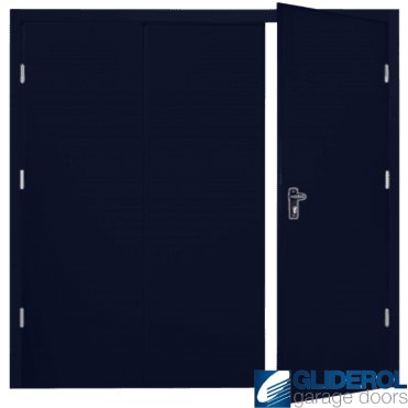 STEEL BLUE (RAL5011) Budget Vertical Wide Rib Side Hinged Garage Door