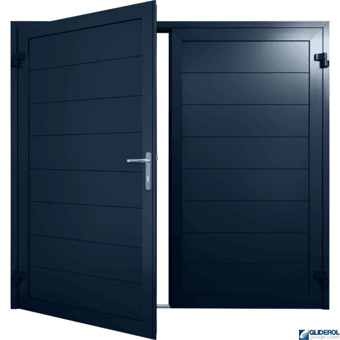 Gliderol STEEL-BLUE (RAL5011) Insulated Horizontal Medium Rib Side Hinged Garage Door