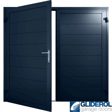 STEEL-BLUE (RAL5011) Insulated Horizontal Medium Rib Side Hinged Garage Door
