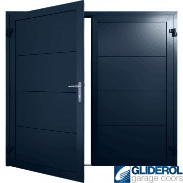 STEEL-BLUE (RAL5011) Insulated Horizontal Wide Rib Side Hinged Garage Door