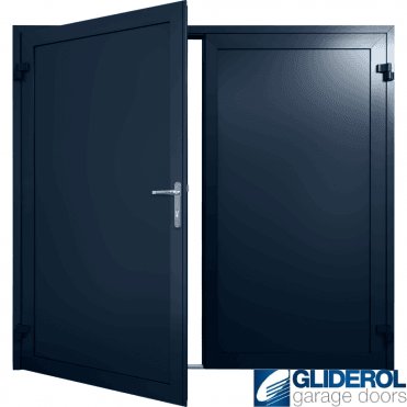 STEEL-BLUE (RAL5011) Insulated Solid Rib Side Hinged Garage Door