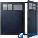 STEEL-BLUE (RAL5011) Insulated Traditional Horizontal Medium Rib Side Hinged Garage Door (1/3)