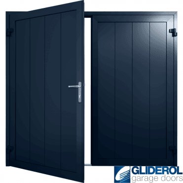 STEEL-BLUE (RAL5011) Insulated Vertical Medium Rib Side Hinged Garage Door