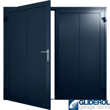 STEEL-BLUE (RAL5011) Insulated Vertical Wide Rib Side Hinged Garage Door