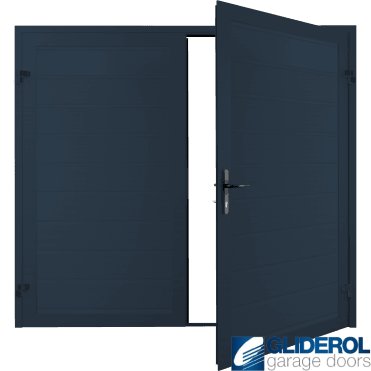 STEEL BLUE (RAL5011) Premium Horizontal Medium Rib (non-insulated) Side Hinged Garage Door