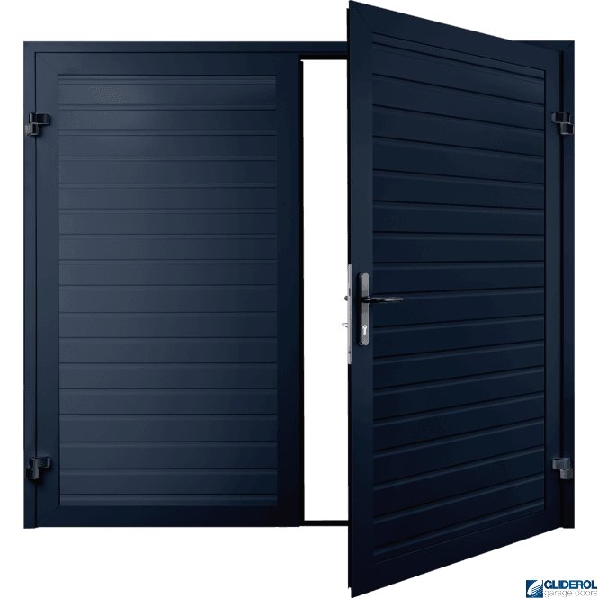 Gliderol STEEL BLUE (RAL5011) Premium Horizontal Standard Rib (non-insulated) Side Hinged Garage Door