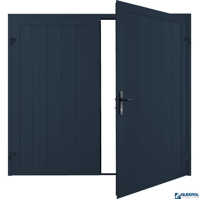 Gliderol STEEL BLUE (RAL5011) Premium Vertical Medium Rib (non-insulated) Side Hinged Garage Door