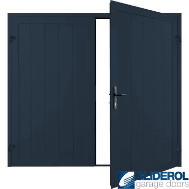 STEEL BLUE (RAL5011) Premium Vertical Medium Rib (non-insulated) Side Hinged Garage Door