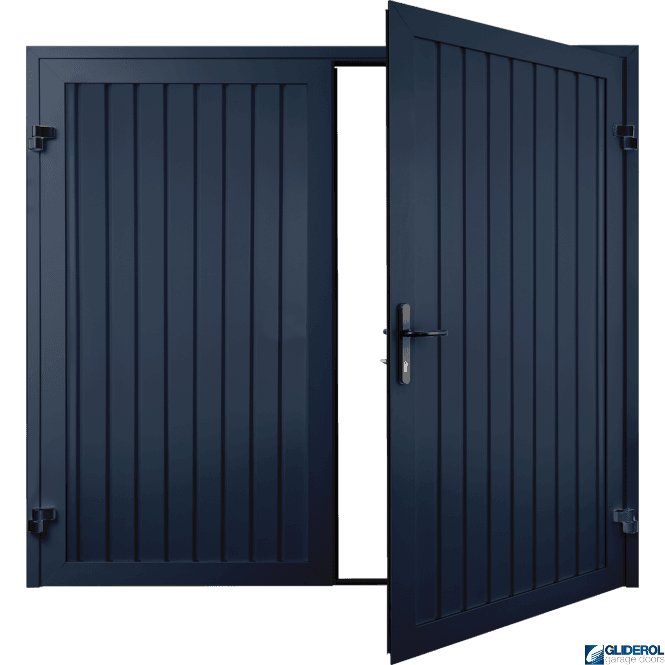 Gliderol STEEL BLUE (RAL5011) Premium Vertical Standard Rib (non-insulated) Side Hinged Garage Door