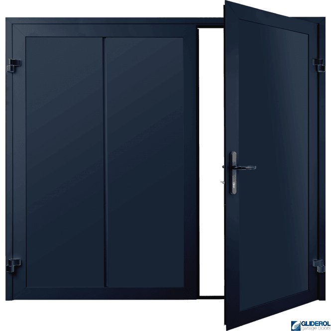Gliderol STEEL BLUE (RAL5011) Premium Vertical Wide Rib (non-insulated) Side Hinged Garage Door