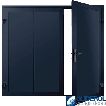 STEEL BLUE (RAL5011) Premium Vertical Wide Rib (non-insulated) Side Hinged Garage Door