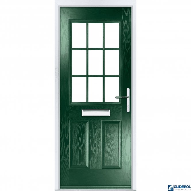 Gliderol Stokoe Georgian front entrance door GREEN (RAL6009)