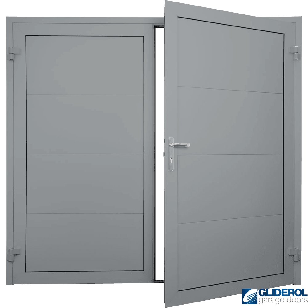 Gliderol TRAFFIC GREY (RAL7040) Premium Horizontal Wide Rib Side Hinged ...