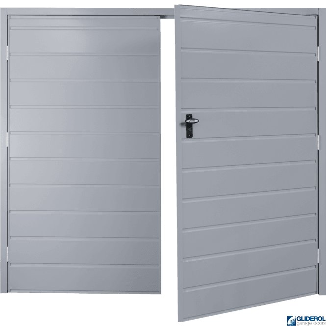 Gliderol TRAFFIC GREY (RAL7042) Budget Horizontal Medium Rib Side Hinged Garage Door