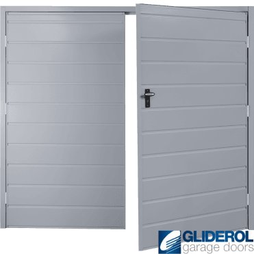 TRAFFIC GREY (RAL7042) Budget Horizontal Medium Rib Side Hinged Garage Door
