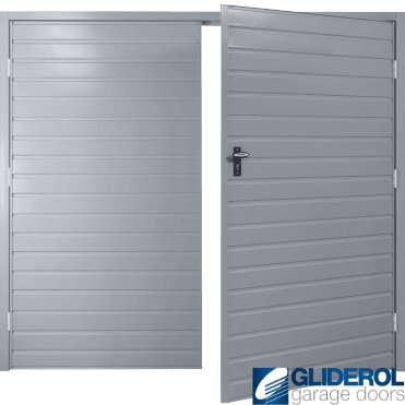 TRAFFIC GREY (RAL7042) Budget Horizontal Standard Rib Side Hinged Garage Door