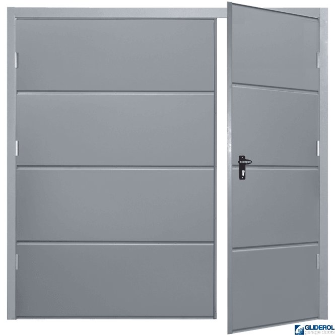 Gliderol TRAFFIC GREY (RAL7042) Budget Horizontal Wide Rib Side Hinged Garage Door