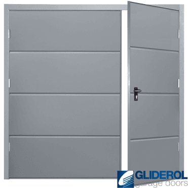 TRAFFIC GREY (RAL7042) Budget Horizontal Wide Rib Side Hinged Garage Door