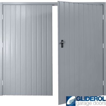 TRAFFIC GREY (RAL7042) Budget Vertical Standard Rib Side Hinged Garage Door